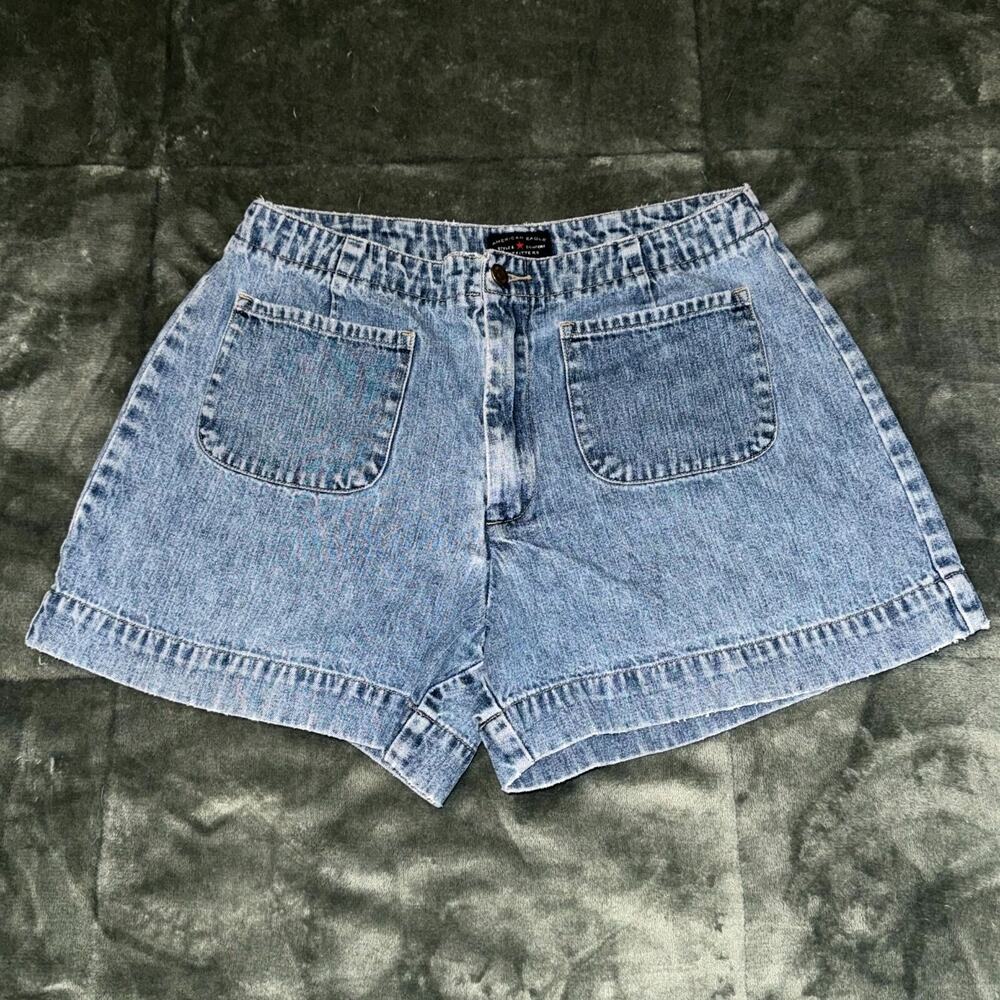 Vintage American Eagle Outfitters Denim Shorts Womens 6 Blue Front Patch Pockets
